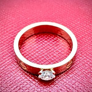 Cartier Love Diamond 18k Rose Gold Solitaire Ring Size 49 (US 5)